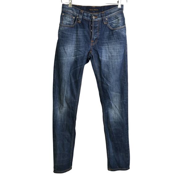 Nudie Jeans Grim Tim 29 Slim Straight Denim Button Fly Fades Organic Cotton - Picture 1 of 10